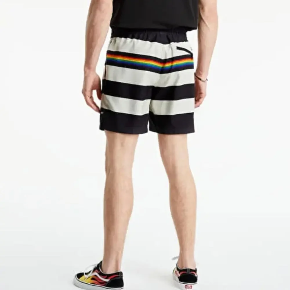 Vans Pride Collection Rainbow Striped Volley Swim Shorts Black Cream Medium NWT